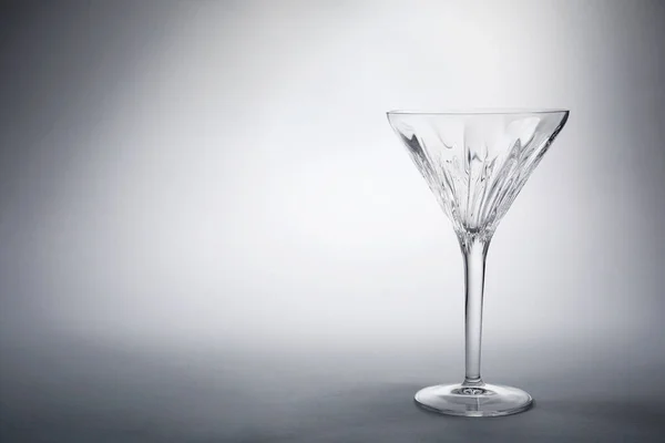 Elegant Empty Martini Glass Grey Background Space Text — ストック写真