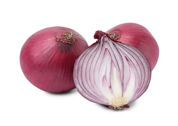 Ripe Fresh Red Onions Isolated White — Stock Photo, Image