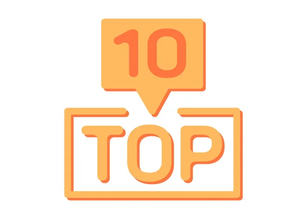 Top ten list. Orange word and number 10 on white background