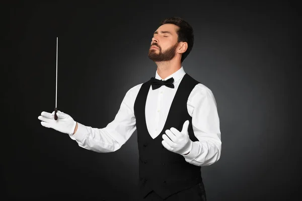 Professional Conductor Baton Black Background — Stock Photo, Image