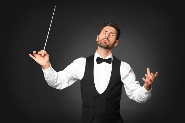 Professional Conductor Baton Black Background — Stock Photo, Image