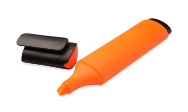 Bright orange marker isolated on white. Office stationery