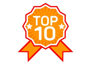 İlk 10 'da. Sözcüklerle ödüllendirilmiş ve beyaz arka planda 10 numara