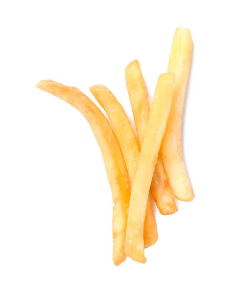 Delicious Fresh French Fries White Background Top View — Stok fotoğraf