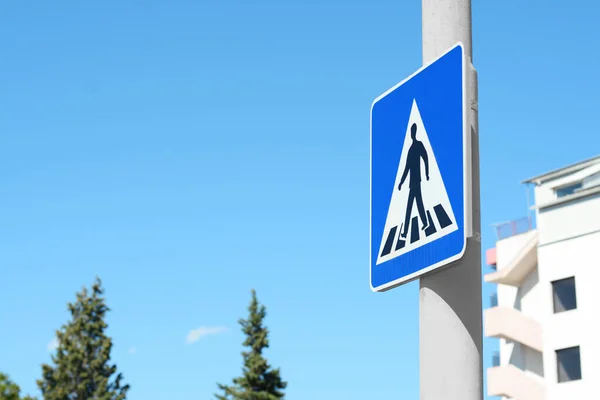 Pedestrian Crossing Road Sign City Street Space Text — Stock Photo, Image
