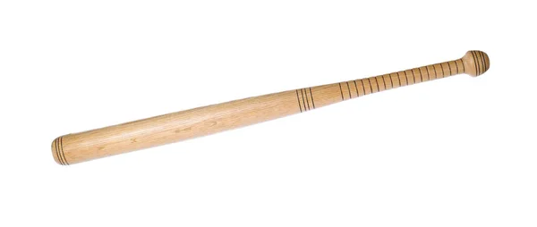 Dřevěná Baseballová Pálka Izolovaná Bílém Sportovní Vybavení — Stock fotografie