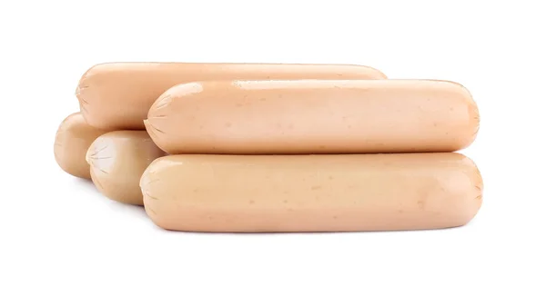 白で隔離された新鮮な生ソーセージ 肉製品 — ストック写真