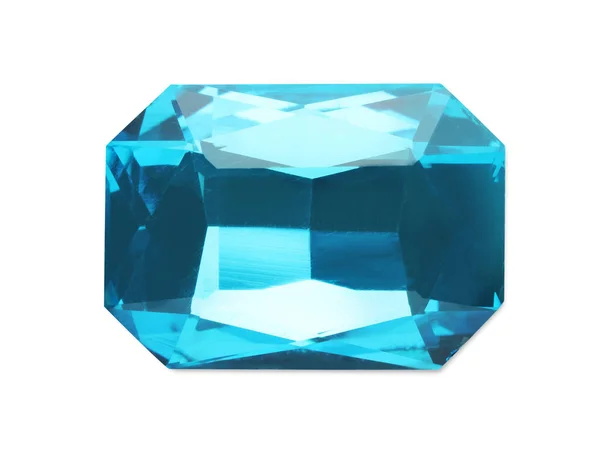 Pedra Preciosa Azul Bonita Para Jóias Isoladas Branco Vista Superior — Fotografia de Stock