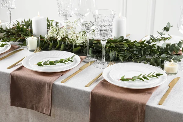 stock image Stylish elegant table setting for festive dinner indoors