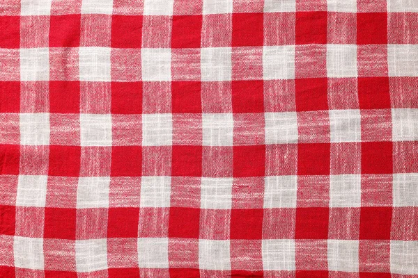Rood Geruite Tafelkleed Als Achtergrond Bovenaanzicht — Stockfoto