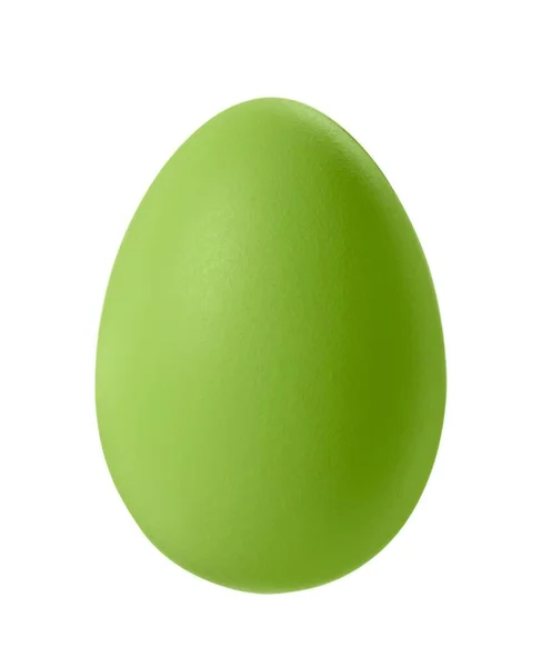 Jedno Zielone Jajko Wielkanocne Izolowane Białym — Zdjęcie stockowe