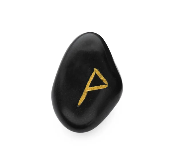 stock image Black stone rune Wunjo isolated on white