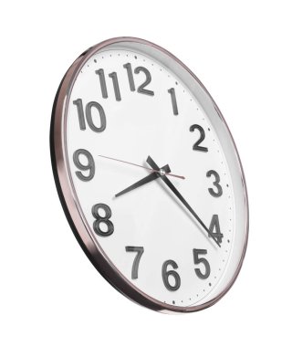 Stylish round clock isolated on white. Interior element