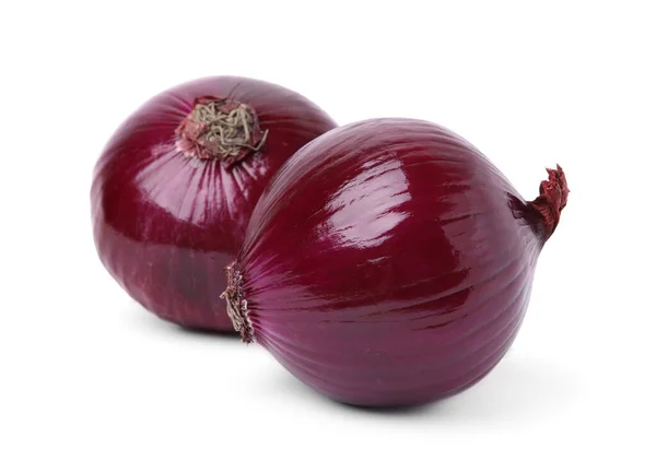 Two Fresh Red Onions White Background — Stockfoto