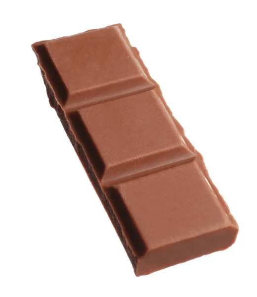 Kousek Chutné Čokolády Izolované Bílém — Stock fotografie
