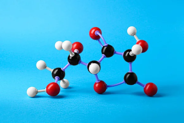 Μόριο Βιταμίνης Ανοιχτό Μπλε Φόντο Χημικό Μοντέλο — Φωτογραφία Αρχείου