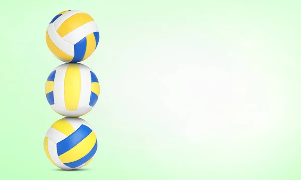 Stapel Volleybal Ballen Lichtgroene Achtergrond Ruimte Voor Tekst — Stockfoto