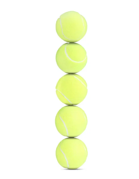 Stapel Tennisballen Witte Achtergrond — Stockfoto
