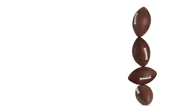 Stack Rugby Balls White Background Space Text — Stock Photo, Image