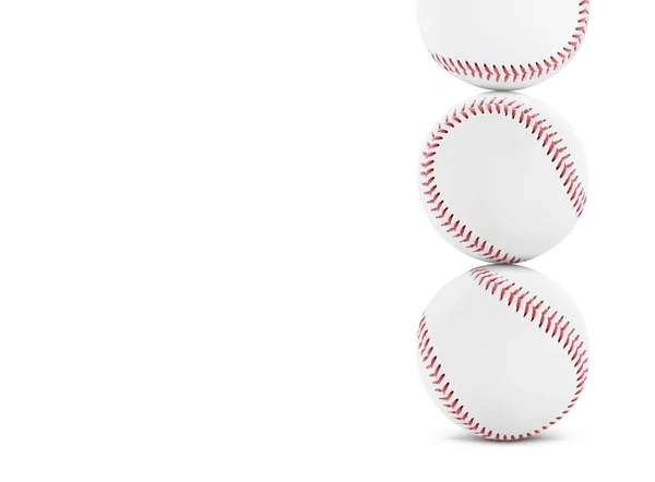 Pilha Bolas Beisebol Fundo Branco Espaço Para Texto — Fotografia de Stock