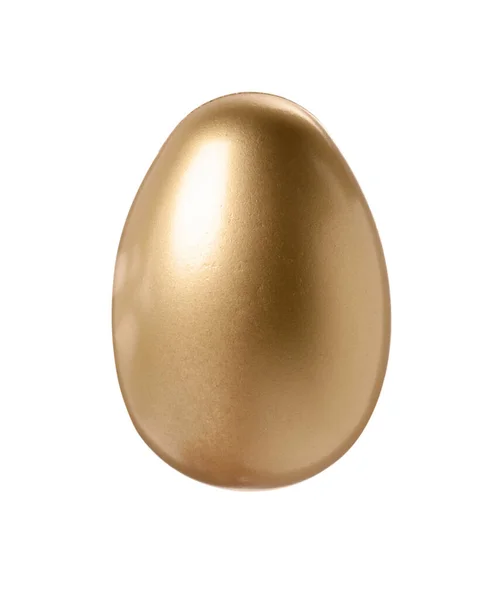 Одно Золотое Пасхальное Яйцо Изолировано Белом — стоковое фото