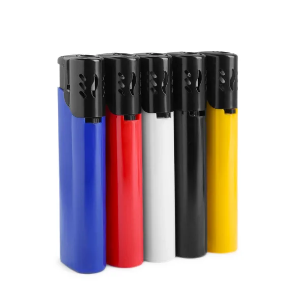Stylish Small Pocket Lighters White Background — Stock Photo, Image