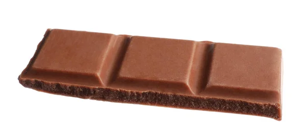 Egy Darab Finom Csokoládé Fehér Izolálva — Stock Fotó