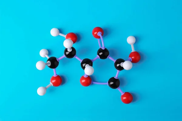 Molekula Vitamínu Světle Modrém Pozadí Horní Pohled Chemický Model — Stock fotografie