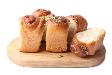 Lezzetli taze pampushky. Beyaz sarımsaklı geleneksel Ukrayna çörekleri