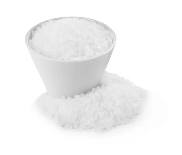 Ceramic Bowl Natural Sea Salt Isolated White — Stockfoto