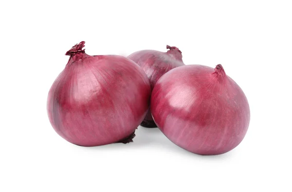 Many Fresh Red Onions White Background — Photo