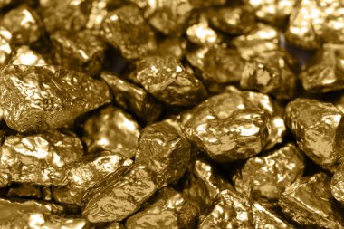 Altın nuggets yığın olarak arka plan, portre