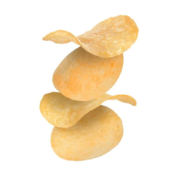 Stapel Smakelijke Chips Witte Achtergrond — Stockfoto