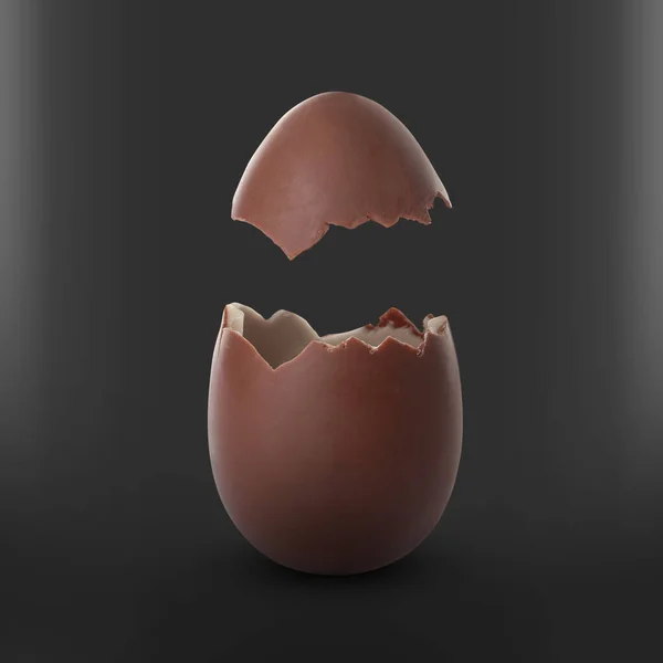 Broken Milk Chocolate Egg Black Background — Stock Photo, Image
