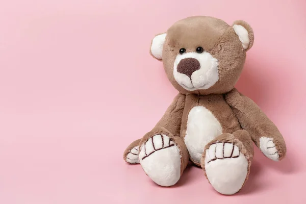 Niedlicher Teddybär Auf Rosa Hintergrund Platz Für Text — Stockfoto