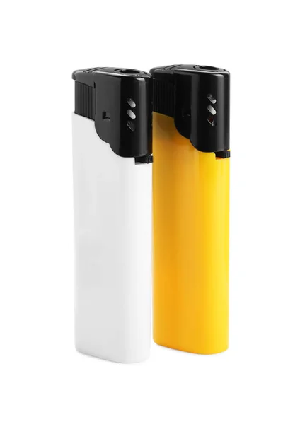 Stylish Small Pocket Lighters White Background — Photo