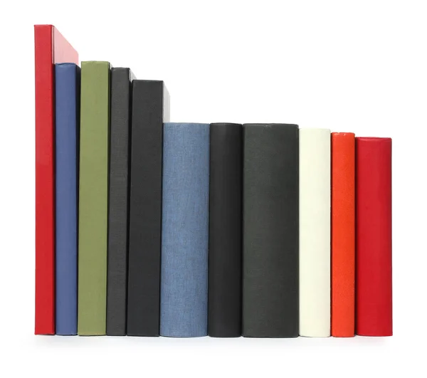 Sok Különböző Keménykötésű Könyvek Fehér Háttér — Stock Fotó