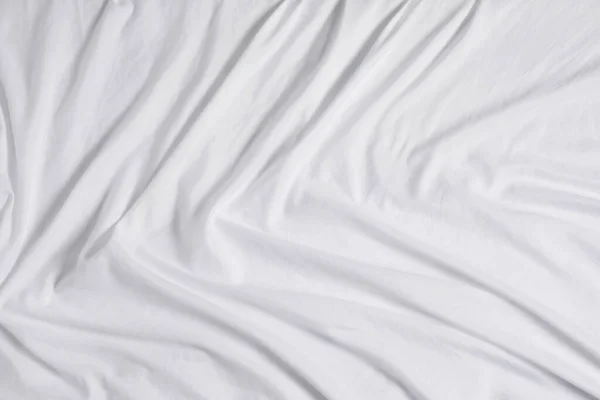 Crumpled White Fabric Background Top View — Stock Photo, Image