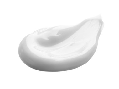 Sample of facial cream on white background