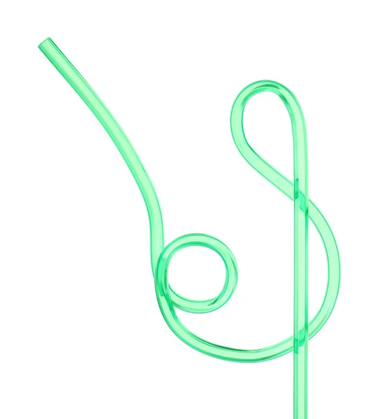 Tubo Coquetel Plástico Verde Claro Isolado Branco — Fotografia de Stock