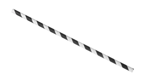 Tubo Coquetel Papel Listrado Isolado Branco — Fotografia de Stock