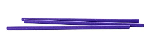 Purple Paper Cocktail Straws White Background — Stock Photo, Image