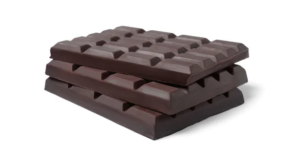 Delicious Dark Chocolate Bars White Background — Stock Photo, Image