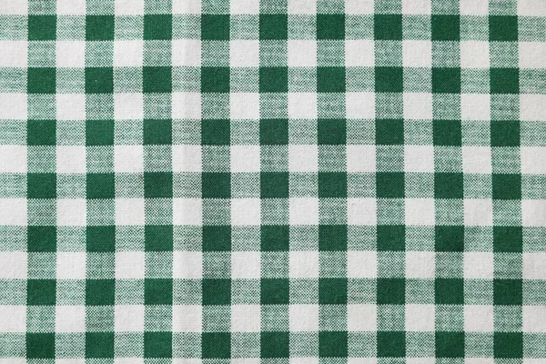 Grön Rutig Bordsduk Som Bakgrund Ovanifrån — Stockfoto