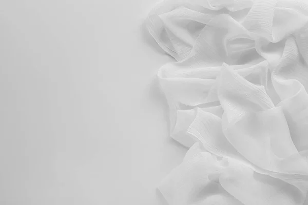 Beyaz Arka Planda Güzel Tül Kumaş Üst Manzara Metin Için — Stok fotoğraf