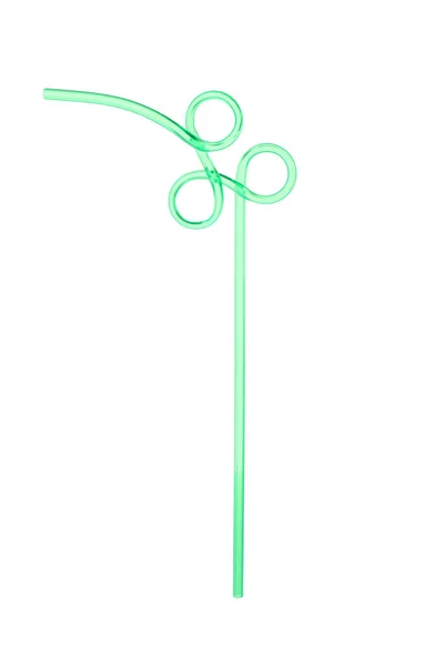 Світло Зелена Пластикова Коктейльна Трубка Ізольована Білому — стокове фото