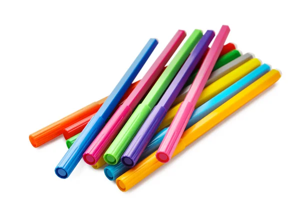 Many Bright Colorful Markers Isolated White — Φωτογραφία Αρχείου