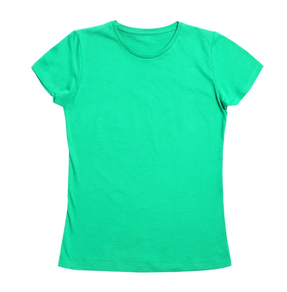 Elegante Camiseta Feminina Verde Isolada Branco Vista Superior — Fotografia de Stock