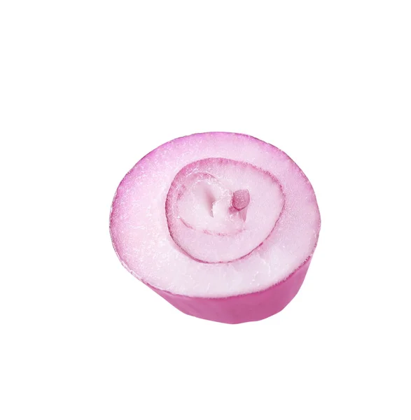 Slice Fresh Red Ripe Onion Isolated White — Zdjęcie stockowe
