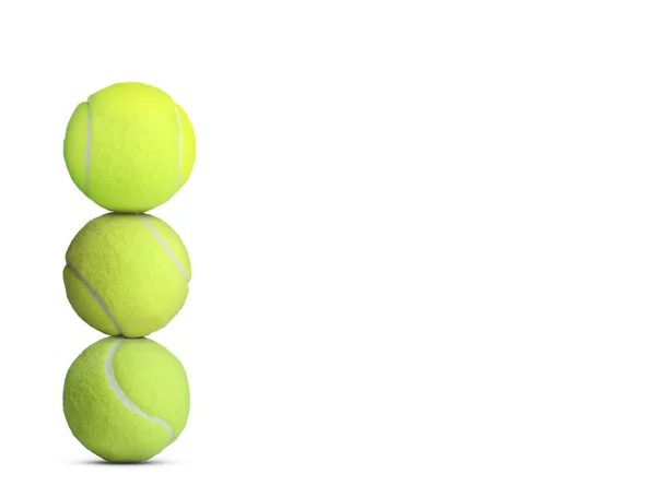 Egy Halom Teniszlabda Fehér Háttérrel Szöveg Helye — Stock Fotó